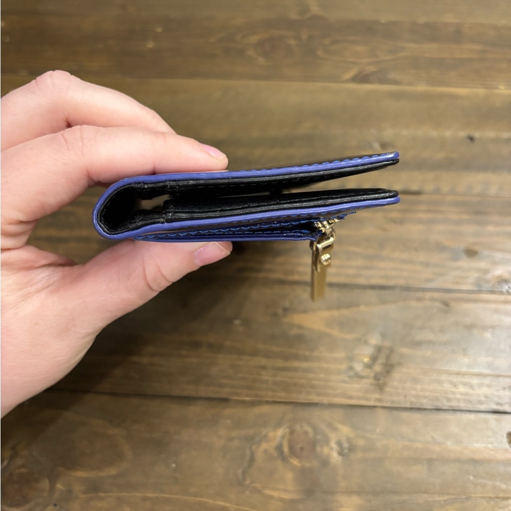 Kate Spade Rainer Lane Iridescent Blue Snap Close Wallet with Storybook Lining - Picture 7 of 13